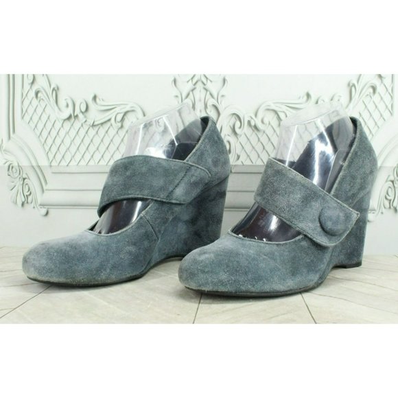 Born Crown Gray Suede Slip On Hook & Loop Casual Wedge Maryjane Shoes Size 8.5 - Picture 2 of 9